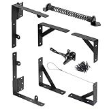Fence Gate Kit Gate Hardware, 1 Set Anti Sag Gate Kit Gate Frame Cornor Brackets Kit with Self Closing Gate Springs Hings Latchs for Outdoor Garden Backyard Wooden Fence Deck Porch Gate