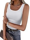 ANRABESS Womens Sleeveless Scoop Neck Tank Top Ribbed Fitted Summer Basic Slim Cute Tops 2026 White Medium