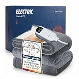 Bedsure Electric Blanket Twin with Preheat Function - Soft Flannel Heated Blanket Twin Size, Fast Heating with 6 Time Settings (Up to 10H) & 6 Heat Settings, Gifts for Grandma (62x84 inches, Grey)