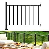 ATEMOU Aluminum Deck Railing Kit, Modular 36 in H. x 4 Ft W Level Railing Kit for Outdoor Steps,Heavy Duty Balustrade System for Deck, Porch, Patio & Balcony(1 Post, 1 Panel)