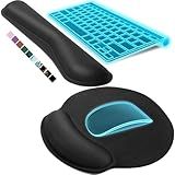 KTRIO Ergonomic Keyboard Wrist Rest, Memory Foam Wrist Rest for Computer Keyboard, Mouse Pad Set for Easy Typing & Pain Relief for Office & Home, Black
