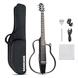 Sonicake Travel Guitar, Portable Acoustic-Electric Guitar Kit, Solid Mahogany Body Easy Assemble Frames, Multi Body-Shape Sim Rechargeable Preamp, Gig Bag, All Accessories QGT-01
