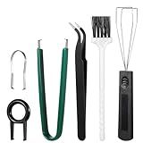 FdcZeyxior 6 PCS Keyboard Key Puller Set Keyboard Puller Set Key Cap Removal Tool Keys Extractor Tool Keyboards Cleaning Tools Keycap Pullers Kit with Keycaps Tweezers for Mechanical Custom Keyboards