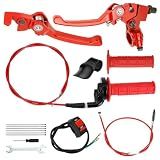 EOPOAYI Folding Clutch Brake Lever Cable and 7/8" Throttle Handle Grips Kit Compatible with 110cc 125cc Pit Dirt Bike SSR Apollo RFZ DBX18 Taotao DB17 TTR Coolster M-125 Xmotos Motorcycle Parts Red