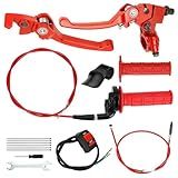 EOPOAYI Folding Clutch Brake Lever Cable and 7/8" Throttle Handle Grips Kit Compatible with 110cc 125cc Pit Dirt Bike SSR Apollo RFZ DBX18 Taotao DB17 TTR Coolster M-125 Xmotos Motorcycle Parts Red