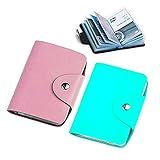 K Y KANGYUN Credit Card Holder for Women 2 Pack, Transparent Plastic Small Credit Card Holder Protector Sleeve Unisex （Pink&Blue）