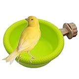 FOIBURELY Multi-Function Caged Bird Bath Bird Cage Parrot Supplies Bathing Tub for Canary Finch Budgerigar,Perch Stand(4.5")