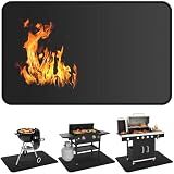 Huchiz Under Grill Mats for Outdoor Grill - 65 x 39 Inch BBQ Mats for Outdoor Grill Deck Protector, Double-Sided Fireproof Oil-Proof Waterproof, Easy to Clean, Perfect for Outdoor Grilling
