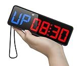 ANJANK Small Portable Gym Timer Clock, Strong Magnet, Workout Interval Timer with Powerful Battery, Stopwatch, Remote Control, Adjustable Brightness, Fitness Digital Timer for Home/Garage/Boxing