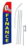 NEOPlex - "0 Percent Financing" Complete Flag Kit - Includes 12' Swooper Feather Business Flag with 15-Foot Anodized Aluminum Flagpole and Ground Spike
