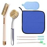 7pcs Air Fryer Cleaning Kit, Airfryer Cleaning Brush with 3 Style Brushes Sponge Towel Kitchen Cleaner Accessories for Stubborn Grease & Food Residue Removal Tools