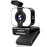 MELCAM 2K Webcam for PC, Web Camera with Microphone, Light, Privacy Cover, Plug and Play Autofocus USB Computer Camera for Laptop, Desktop, PC, Mac, Zoom, Skype, Meeting, Streaming(Black)