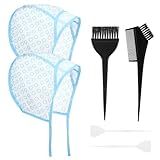 6 PCS Highlights Hair Color Kit, With 2 Coloring Caps, 2 Spatula With Crochet Hook, 2 Dye Brush, Hair Highlighting Kit Styling Tools for Salon & DIY Dyeing