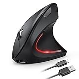TECKNET Ergonomic Mouse Wireless, Echargeable Mouse Wireless Silent for Carpal Tunnel Right Hand, 2.4GHz USB-A Vertical Mouse for Laptop,5 Adjustable 4800 DPI, Computer,MacBook, Desktop(Not-USB-C)