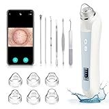 Facial Pore Blackhead Remover Vacuum, 1080P Camera Blackhead Remover, 20x Zoom, 8 LEDs & 3 Suction Modes, 800mAh Battery & USB - 6 Heads Pore Cleaner Kit for Women&Men(White)