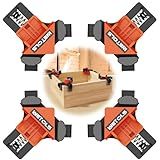 WETOLS Corner Clamp for Woodworking, 90 Degree Right Angle Clamp, Wood Clamps, 4Pcs Adjustable Spring Loaded Woodworking Clamp, Gifts for Dad, Birthday Gifts for Men, Photo Framing, Orange