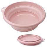 Marsrut Collapsible Basin Washbasin, Folding Washing Large Dishpan, Foldable Portable Dish Pan Bowls Tub Set For Cold Face Plunge Mixing Ice Bath, Space Saving Plastic Washtub (Pink Color)