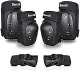 Adult Knee Pads Elbow Pads Wrist Guards for Adult Kids 6 in 1 Protective Gear Set for Skateboarding Biking Roller Skating Cycling Outdoor Sports Black L