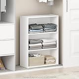 Furinno Reed Closet Organizers and Storage, 3-Tier Reversible Closet Shelves, Closet Organization Shelf, 9.7 x 23.7 x 31.5, for Bedroom, Closet, Plain White