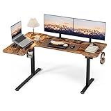 Acrolix 59 Inch L Shaped Standing Desk Adjustable Height, Electric Corner Standing Desk, Sit Stand Computer Table with Reversiable Splice Board, Rustic Brown