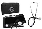 EMI EBL-430 Black Sprague Stethoscope and Large Adult Cuff (See Large Cuff Size: 33 cm to 51 cm | 13 inch to 20 inch) Aneroid Sphygmomanometer Manual Blood Pressure Set
