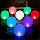 HAPIKAY Solar Floating Pool Lights - Pack of 2 Solar Powered Color Changing 14-inch Balls - Float or Hang in Pool Garden Backyard Pond Party Decorations - Inflatable Wateproof
