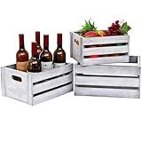 LKMANY Storage Crates 3 Pcs Wooden Crates Decorative Boxes,Nesting Storage Container Rustic White,Boxes for Storage, Display,Decor