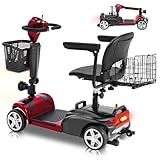 Ecomobi 15-30 Miles 4 Wheels Mobility Scooter for Adults/Seniors, 350W Powered & 8/9″ tire Electric Wheelchair Device w/Removeable Battery, 2*Baskets/Rear Tail Lights, Compact Duty Mobile for Elderly