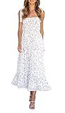Imily Bela Womens Summer Smocked Maxi Dresses Floral Boho Beach Sundress