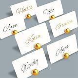 Conlunch 24pcs Pearl Place Card Holders Bulk Elegant Table Name Card Holders for Wedding, Buffet Food Labels, Party Seating Display, Name Tag (Gold Pearl)