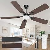 Crazypai Ceiling Fans with Lights, 52 Inch Modern Ceiling Fans with Lights and Remote Control, DC Reversible Motor, Noiseless, 3CCT, Ceiling Fan for Bedroom, Living Room, Apartment Indoor/Outdoor Use