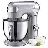 Cuisinart Stand Mixer, 12 Speeds, 5.5-Quart Mixing Bowl, Chef's Whisk, Flat Mixing Paddle, Dough Hook, and Splash Guard with Pour Spout, Silver Lining, SM-50BCNAS, Silver Lining