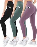 Blisset 3 Pack High Waisted Leggings for Women with Pockets Soft Active Tummy Control Pants for Yoga Running & Daily Wear