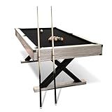 GarveeLife 7 FT Pool Table, Billiard Table with 2 Cue Sticks, Billiard Balls, Cues, Cleaning Brush, X-Legs, Black Cloth, Rustic Grey, 84" L x 46.5" W x 32.7" H