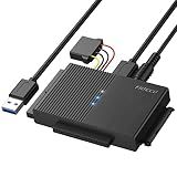 FIDECO USB 3.0 to SATA or IDE Adapter, Hard Drive Adapter Cable Universal for 2.5/3.5 inch SATA HDD/SSD & IDE HDD with 12V Power Adapter