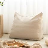 Triangular Comforter Storage Bag/Wedge Pillow Cover Linen Like - Multi-Use Pillow, Cushion & Bedding Insert Cover - Stuff with Clothes, Blankets for Extra Storage (26.7x20.5x10.2 In, Beige)