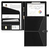 Toplive Executive Resume Padfolio Folder Business Portfolio Interview Presentation Legal Writing Pad Organizer with Card Holder Document Sleeve for Men Women, Black
