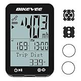 Bikevee GPS Bike Computer Wireless with Auto Start/Stop & Auto Backlight, IPX7 Waterproof Bicycle Odometer MPH KM/H, 2.4" LCD Cycling Speedometer & Tracker - Black