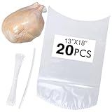 Poultry Shrink Bags, chicken bag, 20Pack 13x18 Inches Clear Poultry Heat Shrink Wrap Freezer With 20 Zip Ties, a Silicone Straw for Chickens, Rabbits
