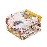 XIBLC Boho Throw Blanket 100% Cotton Vintage Blanket Muslin Woven Flower Decorative Throw Blankets All Season Bohemian Rustic Farmhouse Decor Quilt for Bed (Beige 60"x80")