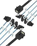 Buacoz 2Pack SFF-8643 to 4X SATA 90-Degree Right-Angle Adapter Cable - 0.5M/1.64FT Internal HD Mini SAS Connector for HDD/SSD Data Transfer (Server/Storage)