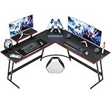 Homall L Shaped Gaming Desk Computer Corner Desk PC Gaming Desk Table with Large Monitor Riser Stand for Home Office Sturdy Writing Workstation (Black, 51 Inch)