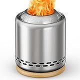 OGERY Stove Tabletop Fire Pit with Stand 7.9 x 6.1 in, Smokeless Firepit Camping Outdoor Table Top Firepit for Urban & Suburbs with Portable Travel Bag, Fueled by Pellets or Wood, Stainless Steel