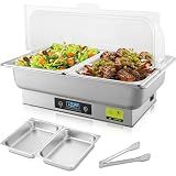 THXSUN Electric Chafing Dish Buffet Server Set with Button Panel Control