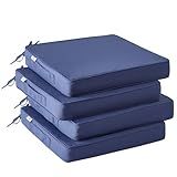 IPYNBAP Outdoor Chair Cushions Set of 4, Waterproof Outdoor Seat Cushions for Patio Furniture, Patio Chair Cushion with Handle and Ties, Square Out Door Chair Pads,19" x 19" x 3", Navy Blue