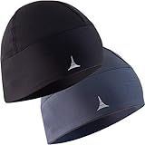 French Fitness Revolution - Skull Cap Helmet Liner Running Beanie - Ultimate Thermal Retention and Performance Moisture Wicking. Fits Under Helmets 2pack - Black & Gray
