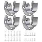 4 Packs Stainless Steel Wardrobe Bracket U-Shaped Rod Socket Flange
