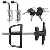 Shed Door Latch Kit with 5-1/2" Stem T-Handle Lock, 5 Keys and 2 Packs Spring Loaded Latch Hardware - Ideal for Sheds, Playhouses, Chicken Coops, RVs, Garages