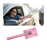 HAMOJUF Car Telescopic Rod Card Holder Reacher, Adjustable Vehicle Parking Swiping Stick Grabber Tool, Automotive Parking Contactless Payment Card Rod Tool, Universal for SUV RV Truck (Pink)