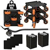 3475lbs Heavy Duty Furniture and Appliance Lifter Jack tool super strong movers rollers mobile pads Sliders with wheels dolly coasters cart kit system set for easy lifting and moving for men and women